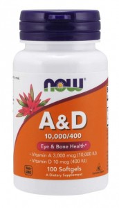 NOW Foods A un D vitamīni (Vitamin A & D) 10.000 / 400 IU 100 kaps.