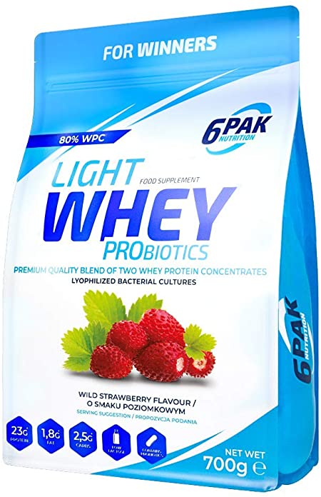 6PAK Sūkalu proteīns ar probiotiķiem Light Whey Probiotics (meža zemenes) 1800gr